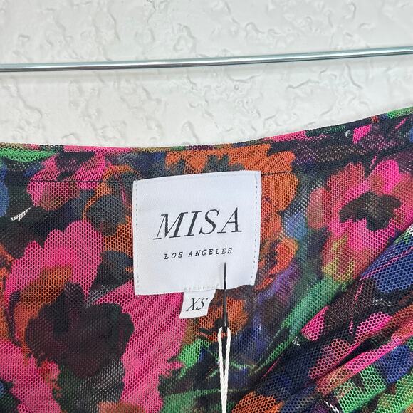 MISA Hayworth 2-Piece Set Bodysuit & Dania Skirt Multicolor Jeweltone Flora Mesh - Picture 9 of 14